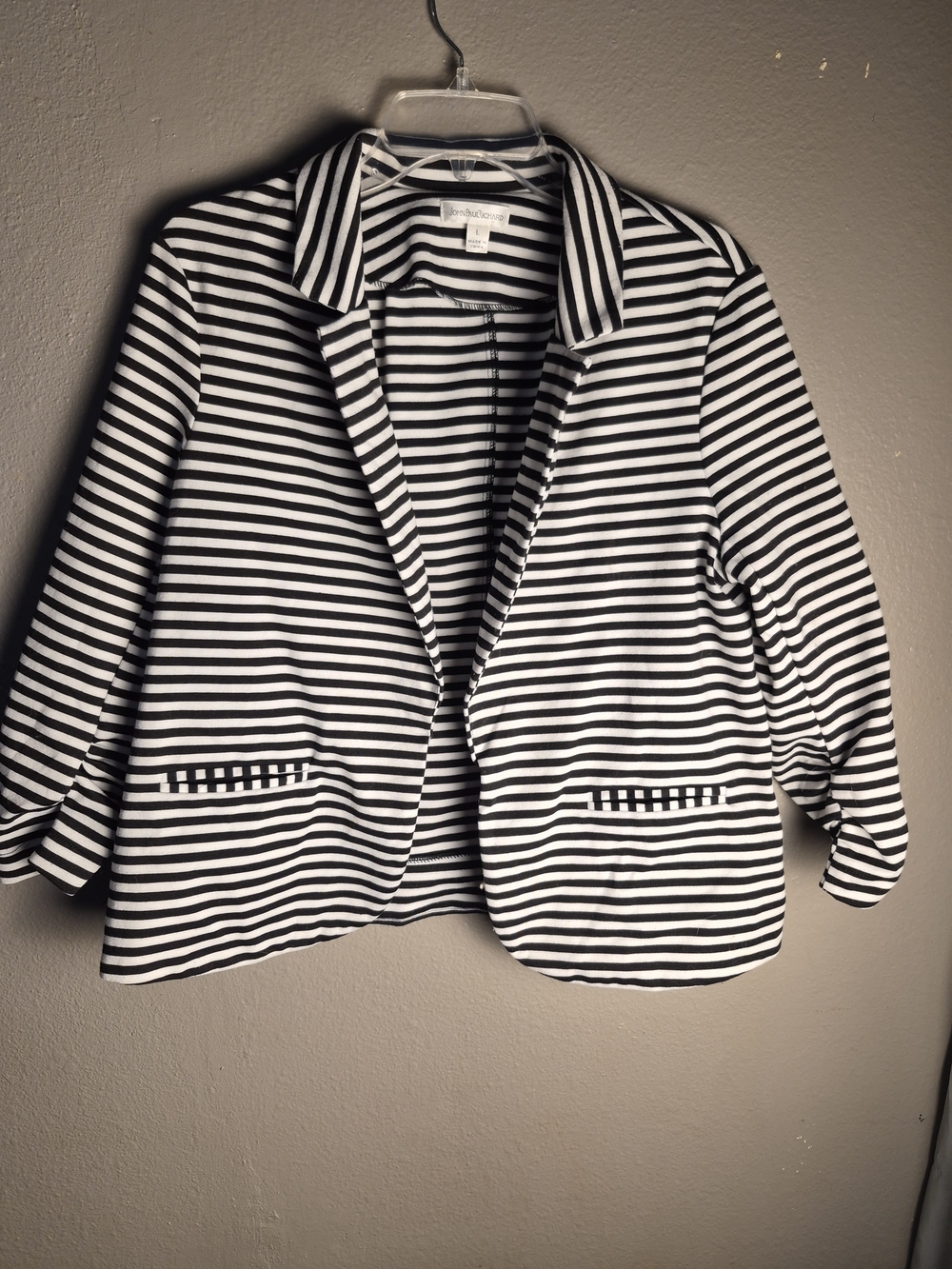 John Paul Richard Black & White Striped Cropped Blazer
